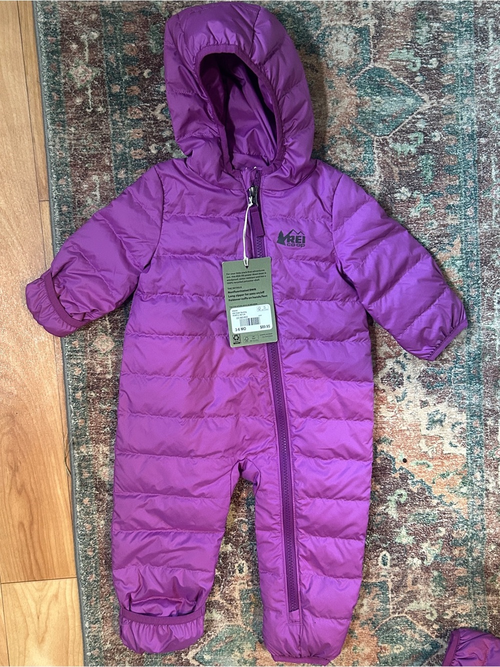 REI Purple Hooded Insulated Baby Snowsuit Footie